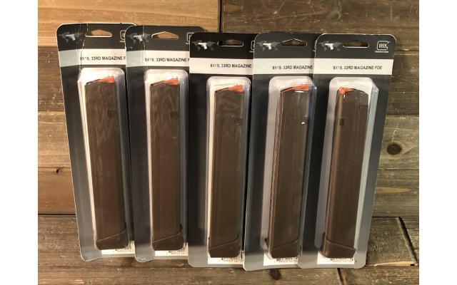 Five New Glock 33Rd 9mm Magazines in FDE