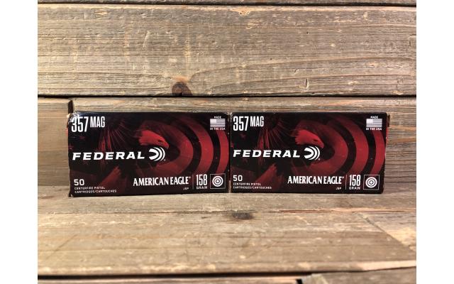 100 Rounds of Federal .357mag 158gr Jacketed Soft Point Ammunition